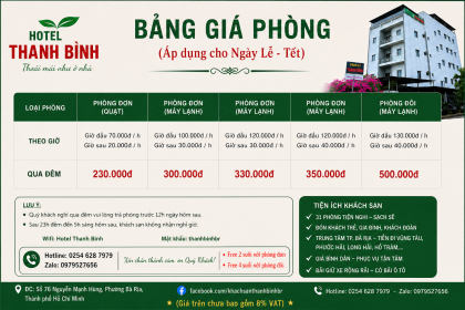 BẢNG GIÁ PHÒNG NGÀY LỄ TẾT
